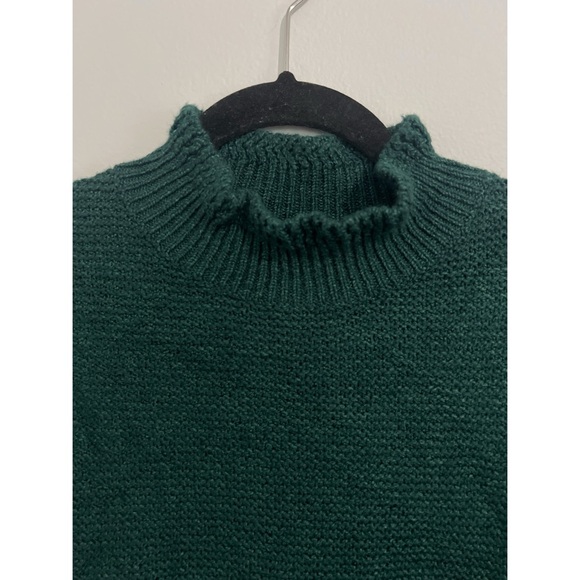 J.Crew Sweater Women’s Large Green Mockneck Cable Sleeve CF051 - Picture 9 of 13